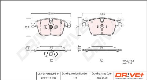 Dr!ve+ DP1010.10.1158 - Гальмівні колодки, дискові гальма avtolavka.club