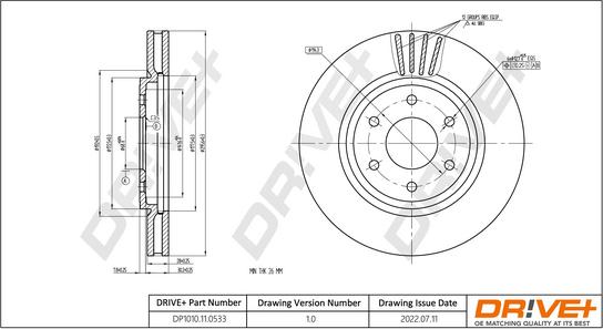 Dr!ve+ DP1010.11.0533 - Гальмівний диск avtolavka.club