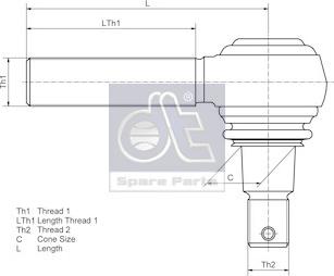 DT Spare Parts 4.61834 - Наконечник рульової тяги, кульовий шарнір avtolavka.club