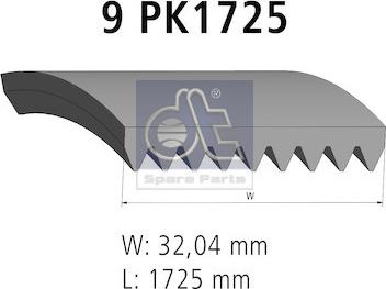 DT Spare Parts 3.34317 - Поліклиновий ремінь avtolavka.club