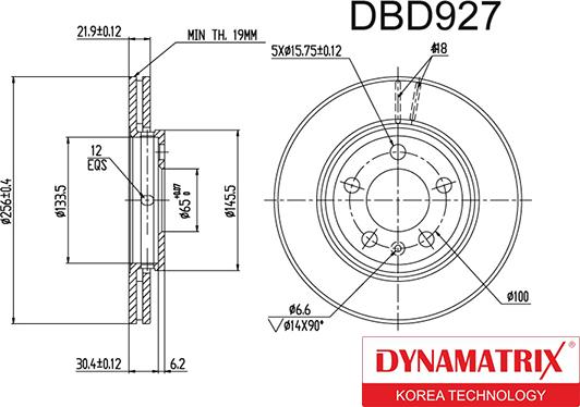 Dynamatrix DBD927 - Гальмівний диск avtolavka.club