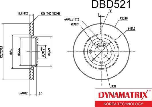 Dynamatrix DBD521 - Гальмівний диск avtolavka.club