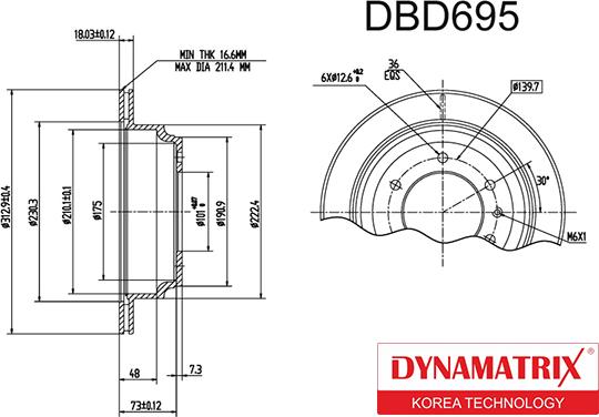 Dynamatrix DBD695 - Гальмівний диск avtolavka.club