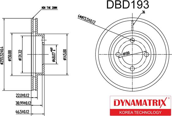 Dynamatrix DBD193 - Гальмівний диск avtolavka.club