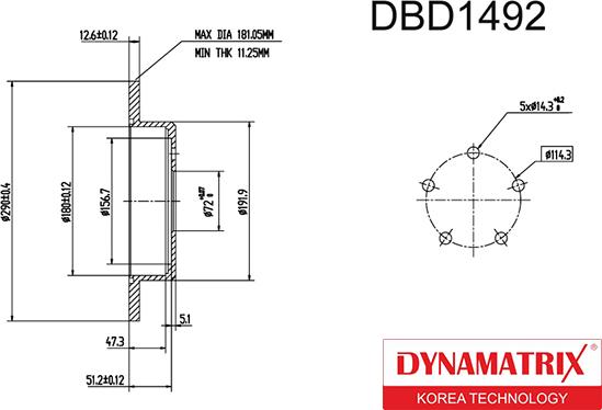 Dynamatrix DBD1492 - Гальмівний диск avtolavka.club