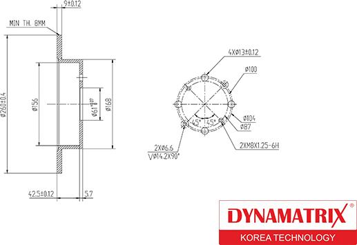 Dynamatrix DBD1466 - Гальмівний диск avtolavka.club