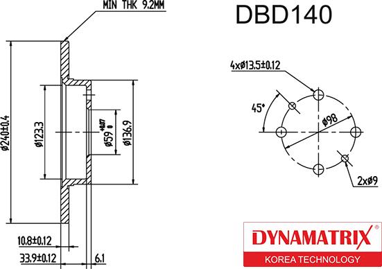 Dynamatrix DBD140 - Гальмівний диск avtolavka.club
