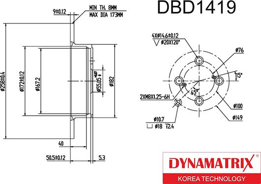 Dynamatrix DBD1419 - Гальмівний диск avtolavka.club