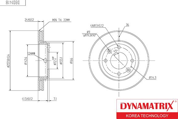 Dynamatrix DBD1418 - Гальмівний диск avtolavka.club