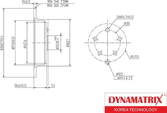 Dynamatrix DBD1485 - Гальмівний диск avtolavka.club