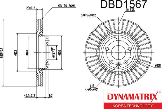 Dynamatrix DBD1567 - Гальмівний диск avtolavka.club