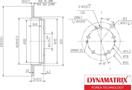 Dynamatrix DBD1608 - Гальмівний диск avtolavka.club