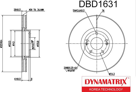 Dynamatrix DBD1631 - Гальмівний диск avtolavka.club