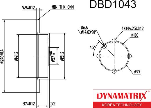 Dynamatrix DBD1043 - Гальмівний диск avtolavka.club
