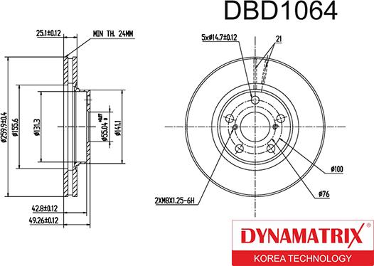 Dynamatrix DBD1064 - Гальмівний диск avtolavka.club