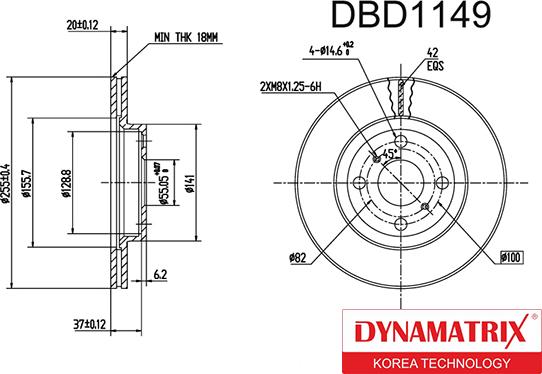 Dynamatrix DBD1149 - Гальмівний диск avtolavka.club