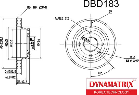Dynamatrix DBD183 - Гальмівний диск avtolavka.club