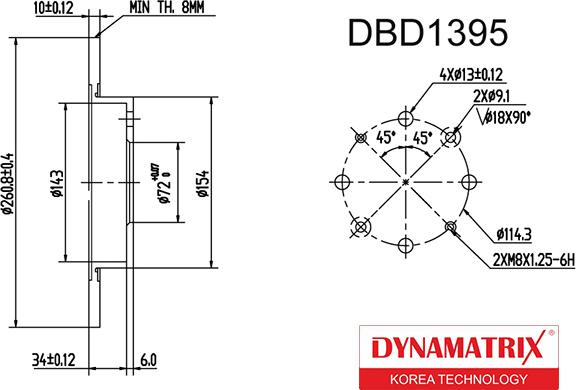 Dynamatrix DBD1395 - Гальмівний диск avtolavka.club