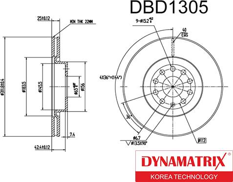 Dynamatrix DBD1305 - Гальмівний диск avtolavka.club