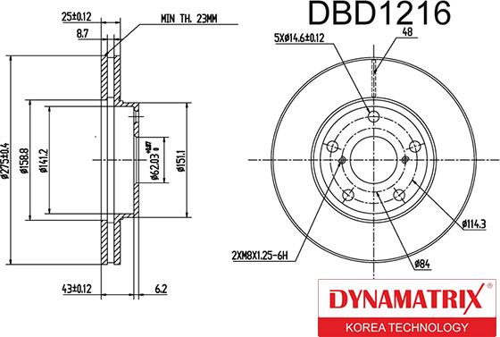 Dynamatrix DBD1216 - Гальмівний диск avtolavka.club