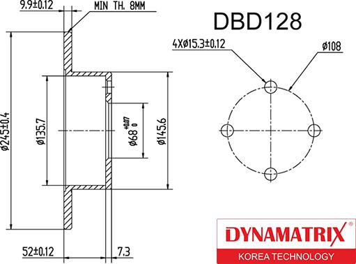 Dynamatrix DBD128 - Гальмівний диск avtolavka.club