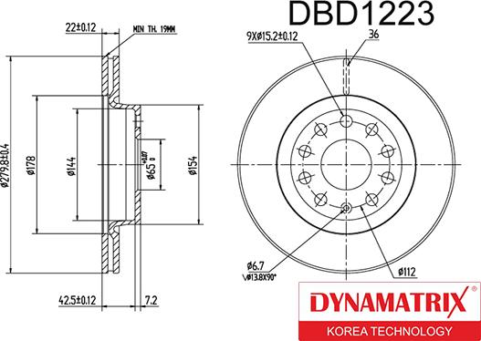 Dynamatrix DBD1223 - Гальмівний диск avtolavka.club