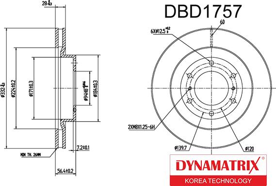 Dynamatrix DBD1757 - Гальмівний диск avtolavka.club