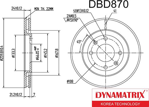 Dynamatrix DBD870 - Гальмівний диск avtolavka.club