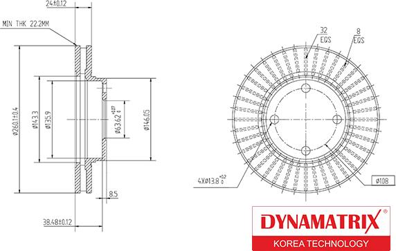 Dynamatrix DBD364F - Гальмівний диск avtolavka.club