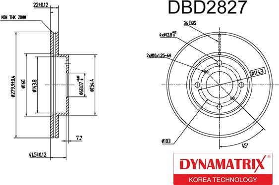 Dynamatrix DBD2827 - Гальмівний диск avtolavka.club