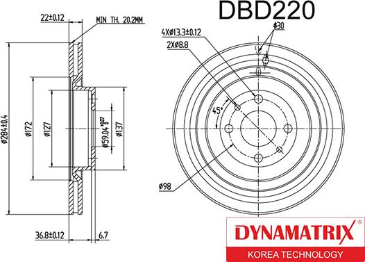 Dynamatrix DBD220 - Гальмівний диск avtolavka.club