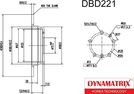 Dynamatrix DBD221 - Гальмівний диск avtolavka.club