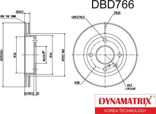 Dynamatrix DBD766 - Гальмівний диск avtolavka.club