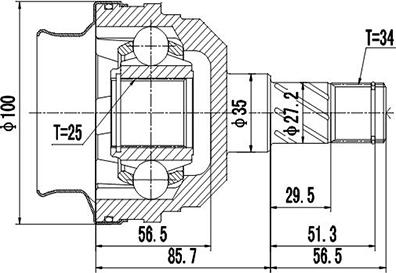 Dynamatrix DCV644002 - Шарнірний комплект, ШРУС, приводний вал avtolavka.club