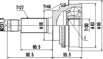 Dynamatrix DCV856026 - Шарнірний комплект, ШРУС, приводний вал avtolavka.club