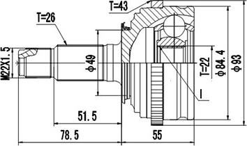 Dynamatrix DCV851003 - Шарнірний комплект, ШРУС, приводний вал avtolavka.club