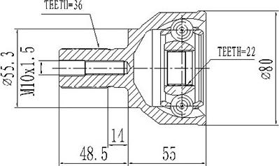 Dynamatrix DCV834015 - Шарнірний комплект, ШРУС, приводний вал avtolavka.club