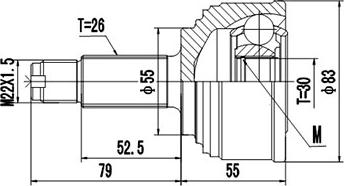 Dynamatrix DCV823022 - Шарнірний комплект, ШРУС, приводний вал avtolavka.club