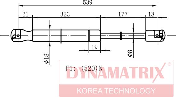 Dynamatrix DGS9341XC - Газова пружина, кришка багажник avtolavka.club