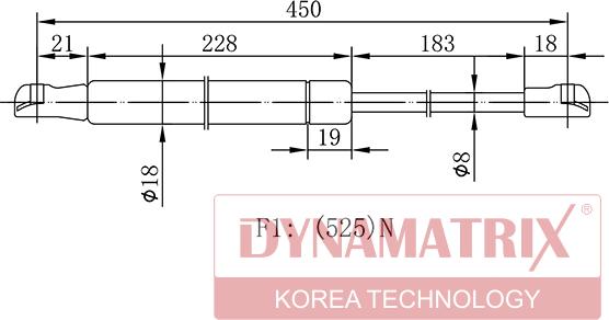 Dynamatrix DGS015496 - Газова пружина, кришка багажник avtolavka.club