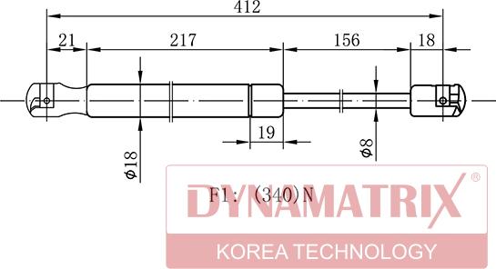 Dynamatrix DGS0818MM - Газова пружина, кришка багажник avtolavka.club