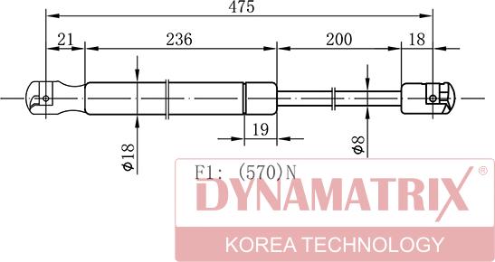 Dynamatrix DGS0756VX - Газова пружина, кришка багажник avtolavka.club