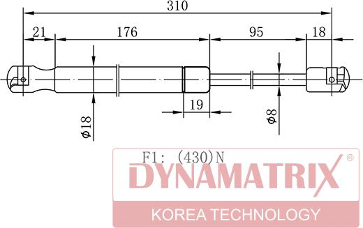 Dynamatrix DGS110189 - Газова пружина, кришка багажник avtolavka.club