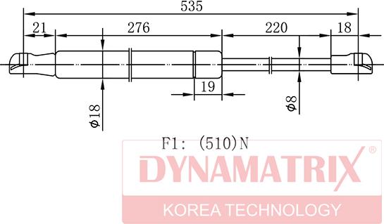 Dynamatrix DGS7098VJ - Газова пружина, кришка багажник avtolavka.club