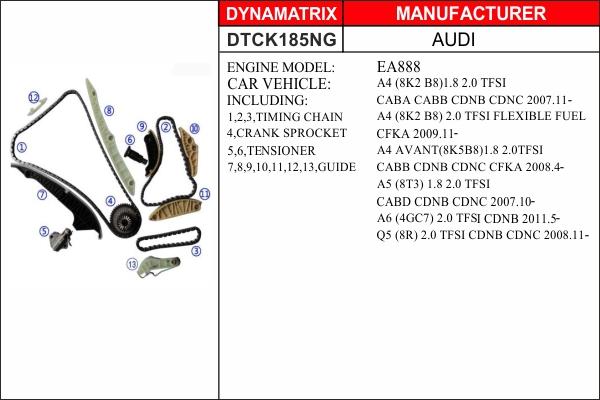 Dynamatrix DTCK185NG - Комплект ланцюга приводу распредвала avtolavka.club