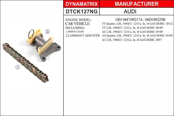 Dynamatrix DTCK127NG - Комплект ланцюга приводу распредвала avtolavka.club