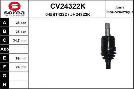 EAI CV24322K - Шарнірний комплект, ШРУС, приводний вал avtolavka.club