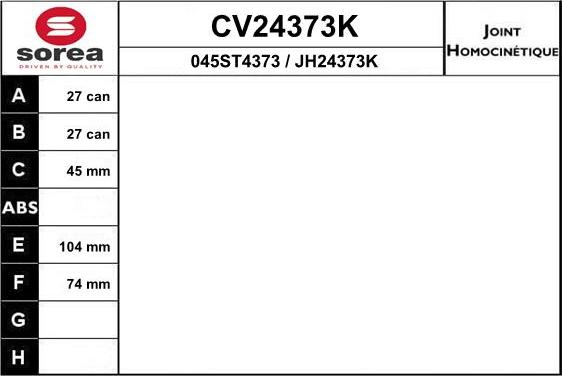 EAI CV24373K - Шарнірний комплект, ШРУС, приводний вал avtolavka.club