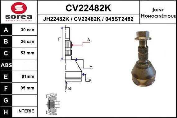 EAI CV22482K - Шарнірний комплект, ШРУС, приводний вал avtolavka.club