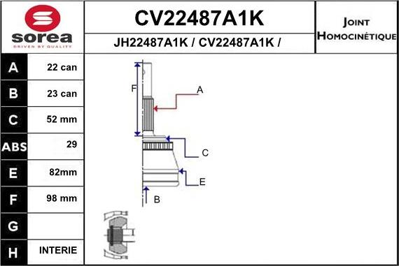 EAI CV22487A1K - Шарнірний комплект, ШРУС, приводний вал avtolavka.club